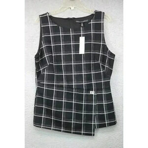 White House Black Market Black & White Plaid Bodice-Size 12-New w/Tags-Lined